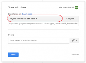 We allow all to have access to the Google Spreadsheet table