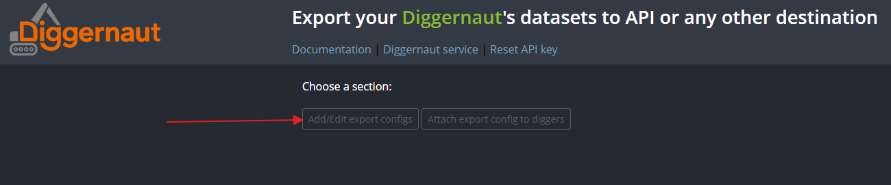 Diggernaut.io - adding the configuration